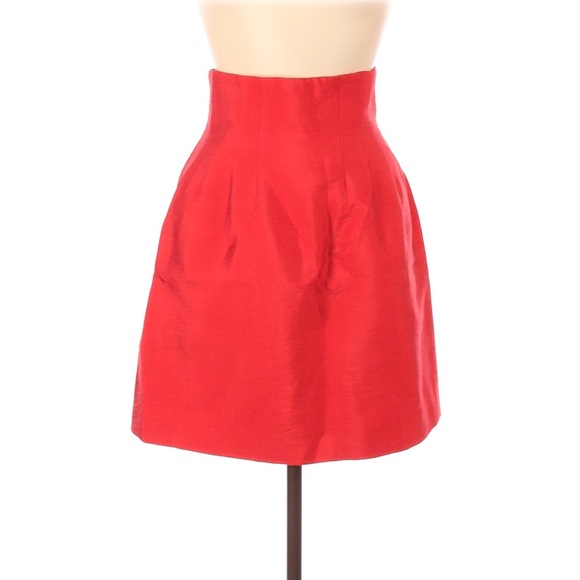 H&M Skirts Hm Red Satin Fit Flare High Waist Mini Cupcake Skirt Poshmark